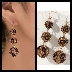 NEW Crystal Leopard Dangle Earrings